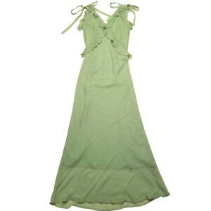 NWT Christian Lacroix Pastel Light Green Maxi Long Dress Ruffles Chiffon Medium
